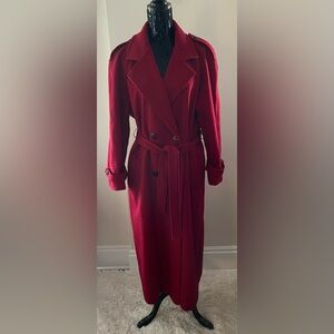 DIANA CHARLES Elegant Red Wool Cashmere Blend Coat Size 11/12